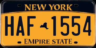 NY license plate HAF1554