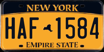 NY license plate HAF1584