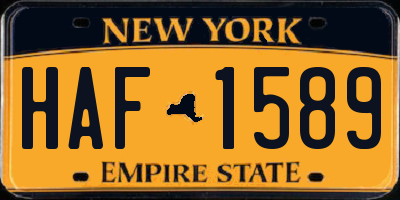 NY license plate HAF1589