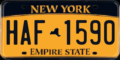 NY license plate HAF1590