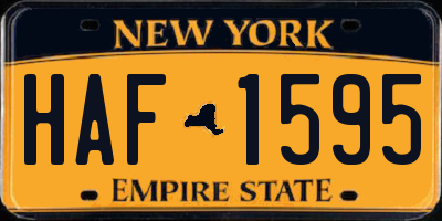 NY license plate HAF1595