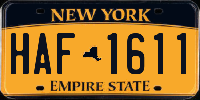NY license plate HAF1611