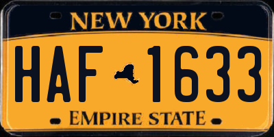 NY license plate HAF1633