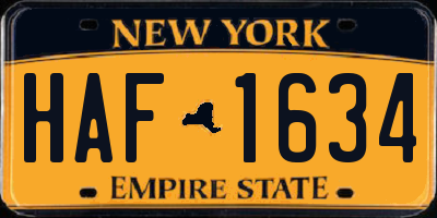 NY license plate HAF1634