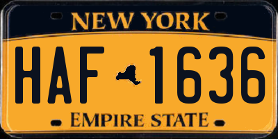 NY license plate HAF1636