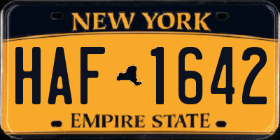 NY license plate HAF1642