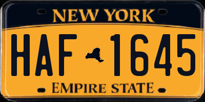 NY license plate HAF1645