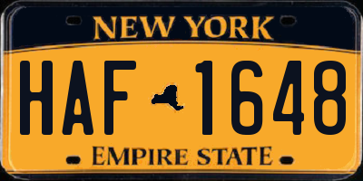 NY license plate HAF1648