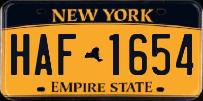 NY license plate HAF1654