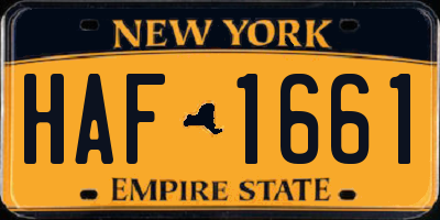 NY license plate HAF1661