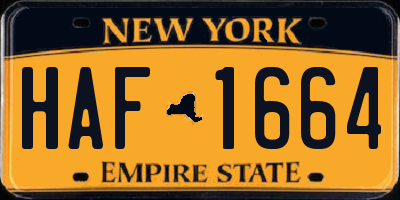 NY license plate HAF1664
