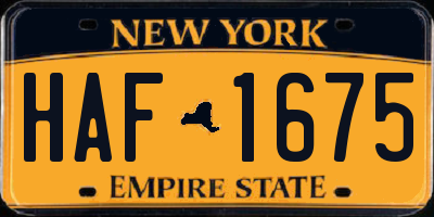 NY license plate HAF1675