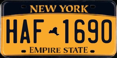 NY license plate HAF1690