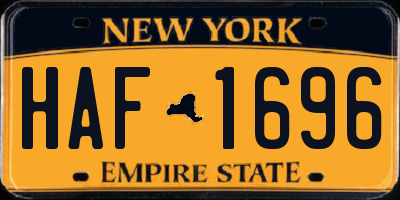 NY license plate HAF1696