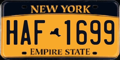 NY license plate HAF1699