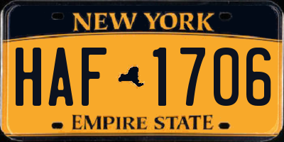 NY license plate HAF1706