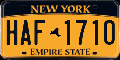 NY license plate HAF1710