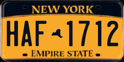 NY license plate HAF1712