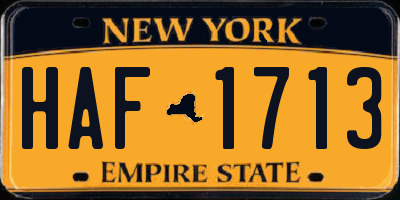 NY license plate HAF1713