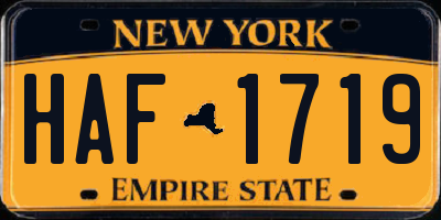 NY license plate HAF1719