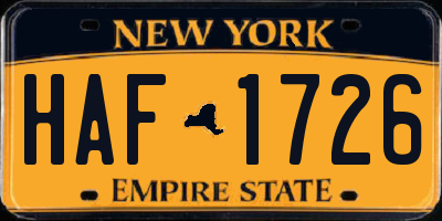 NY license plate HAF1726