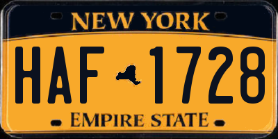 NY license plate HAF1728