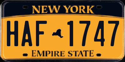 NY license plate HAF1747