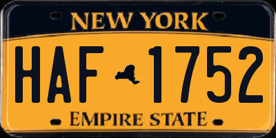 NY license plate HAF1752