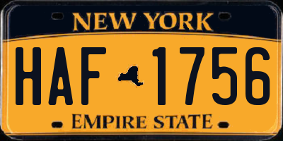 NY license plate HAF1756