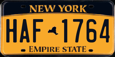 NY license plate HAF1764