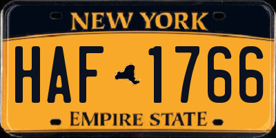 NY license plate HAF1766