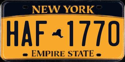 NY license plate HAF1770