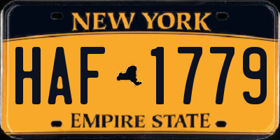 NY license plate HAF1779