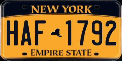 NY license plate HAF1792