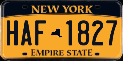 NY license plate HAF1827