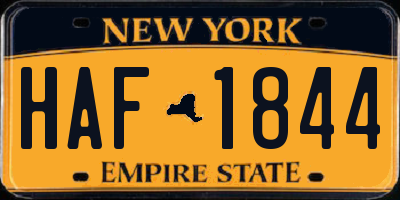NY license plate HAF1844