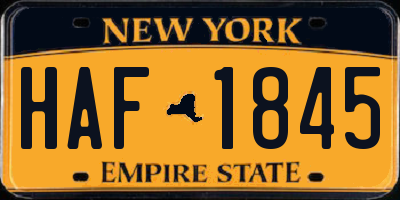 NY license plate HAF1845