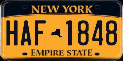NY license plate HAF1848