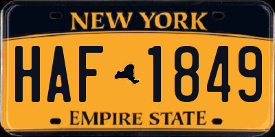 NY license plate HAF1849