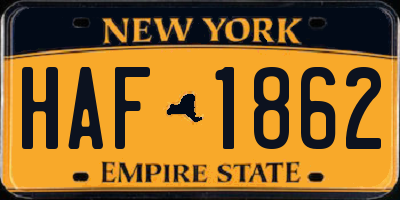 NY license plate HAF1862