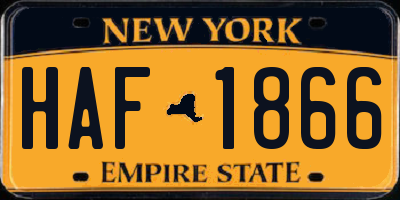 NY license plate HAF1866