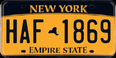 NY license plate HAF1869