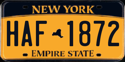 NY license plate HAF1872