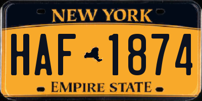 NY license plate HAF1874
