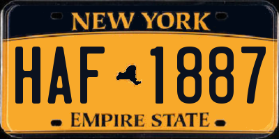 NY license plate HAF1887