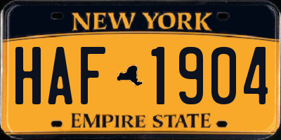 NY license plate HAF1904