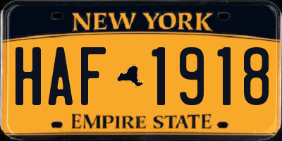 NY license plate HAF1918