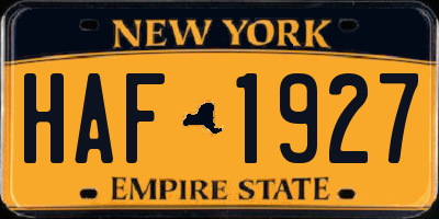 NY license plate HAF1927