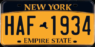NY license plate HAF1934