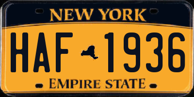 NY license plate HAF1936